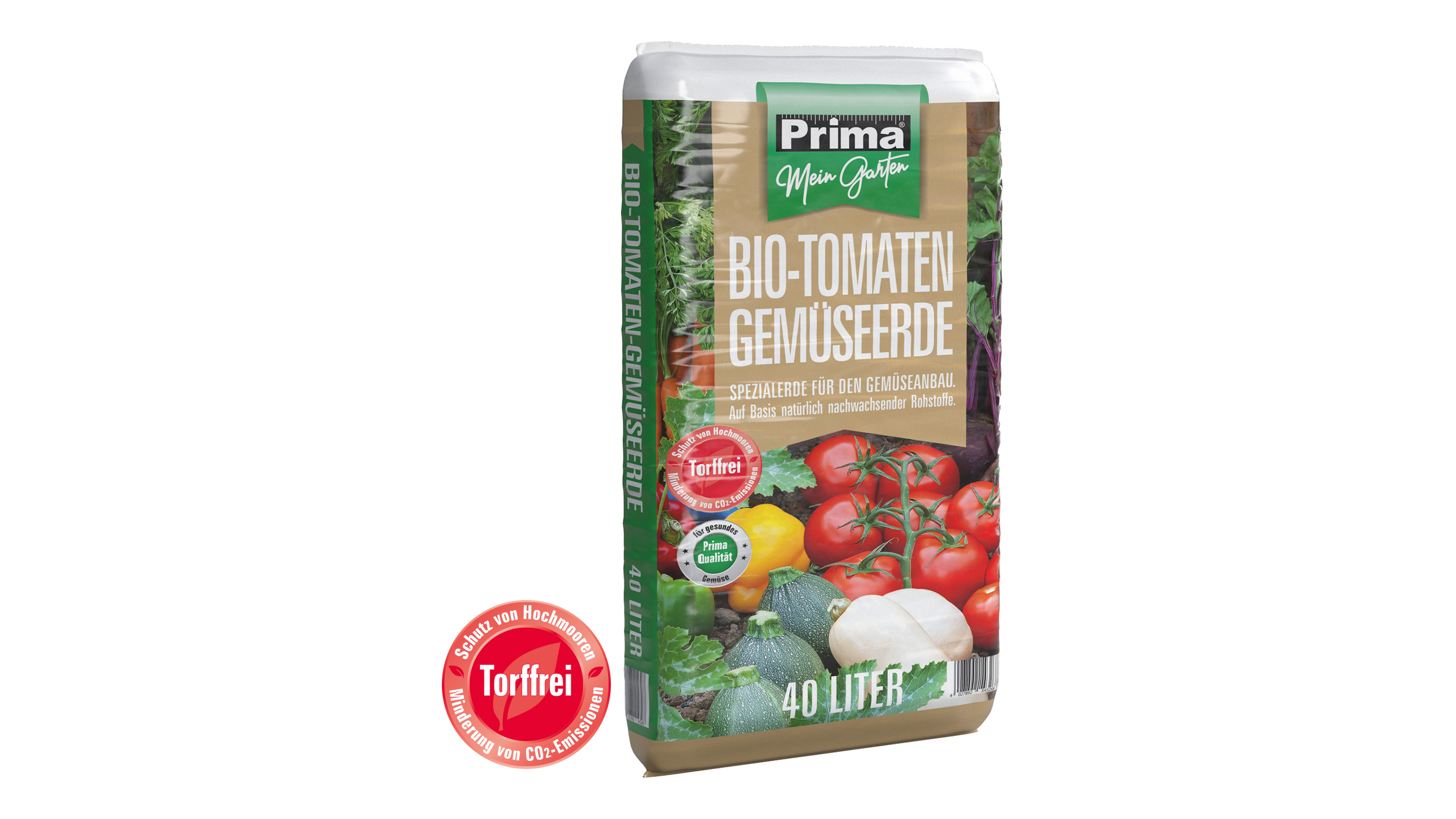 GREGOR ZIEGLER GMBH Prima BIO Tomaten- und Gemüseerde 40l torffrei, Basis nachw. hochwer. Rohstoff