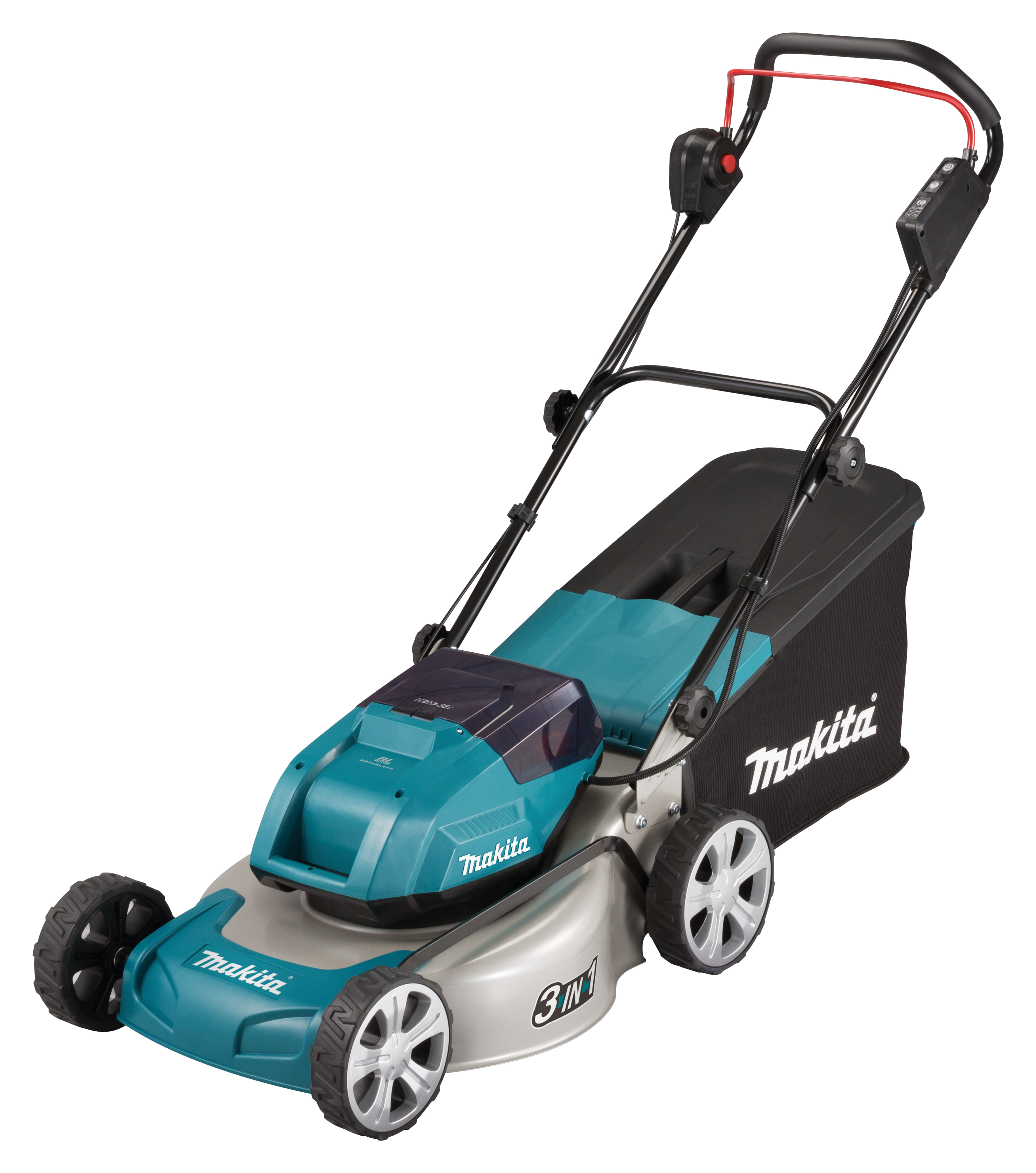 MAKITA Akku-Rasenmäher 2x18,0V inkl. 2 Akkus 5,0 Ah u. Doppelladegerät